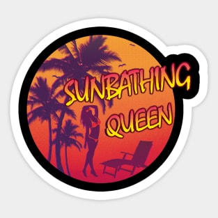 Retro 80's Sunbathing Queen Sticker